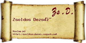 Zsoldos Dezső névjegykártya